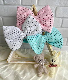 Бантік - пов'язка для дитячого конверта на гумці у горошок Lari
