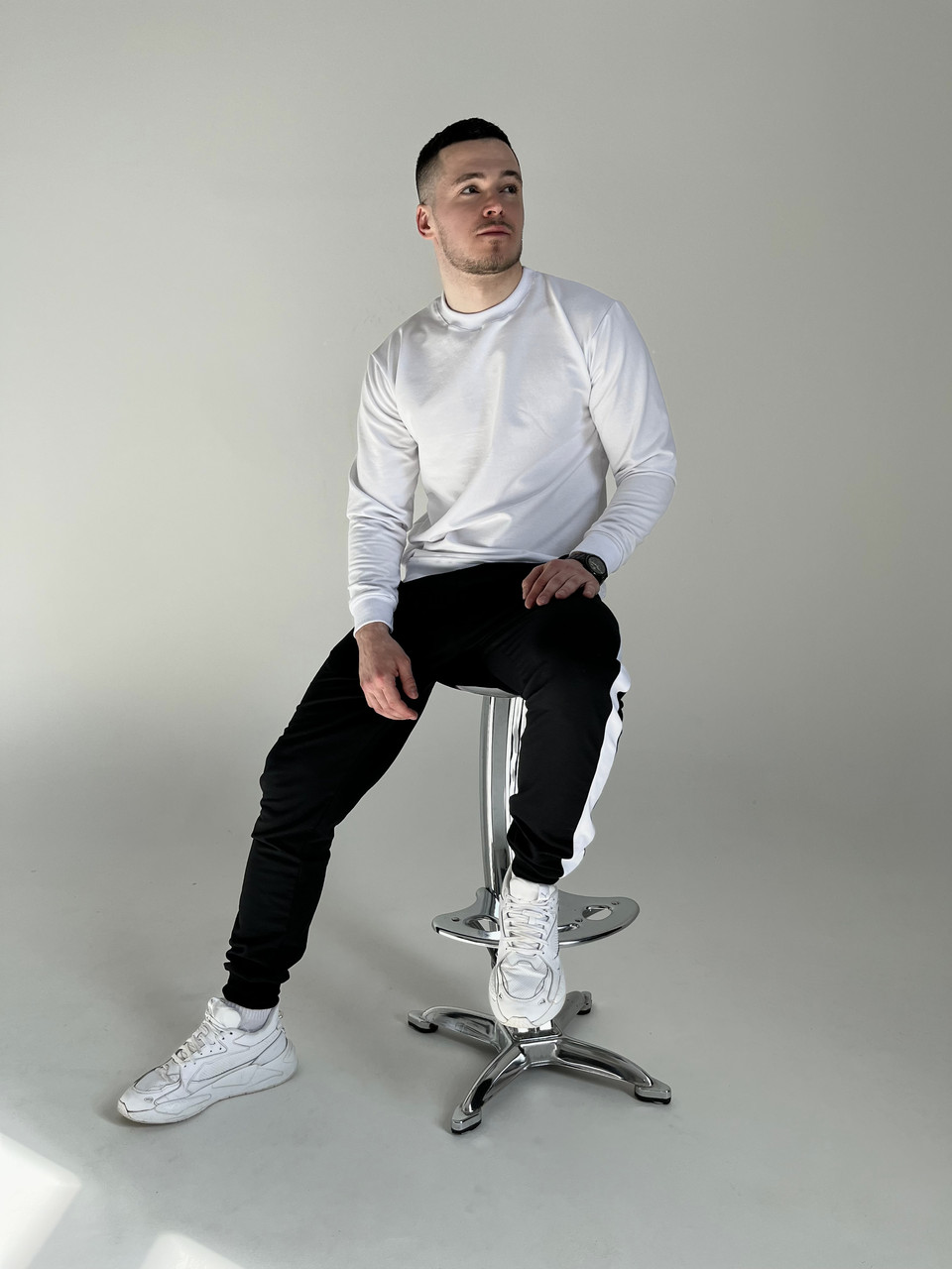 Спортивний костюм чорно білий чоловічий, фото 1