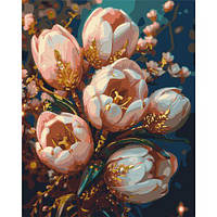 Картина по номерам с красками металлик (золото) "Нежные тюльпаны" [tsi234993-TSІ]