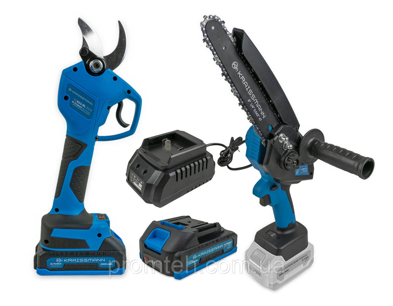 Секатор (30 мм), міні-пила та акум. 4000 мАг KRAISSMANN (безщітковий інструмент), фото 1