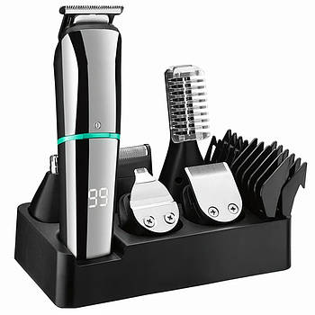 Акумуляторна машинка для стрижки волосся, носа, бороди VGR V-101 / Бездротовий тример з дисплеєм