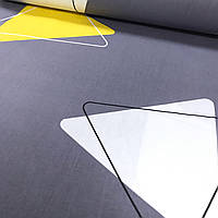Фланелевая ткань большие желто-белые треугольники на сером (ТУРЦИЯ шир. 2,4 м) (R-FR (FL-FR-0383)