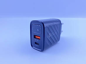 Зарядний пристрій, блок живлення, адаптер 220 В 3,1 А 20 Вт QC3.0 USBx1 Type-Cx1 LCD