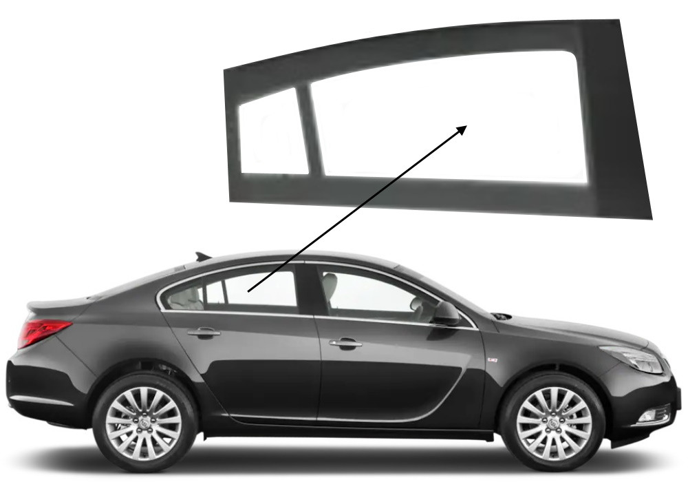Бічне скло Buick Regal 2011-2016 задніх дверей праве