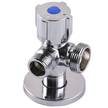 Кран кульовий кутовий подвійний SELBA 1/2| х 1/2"х3/4| DOUBLE (SL1599), фото 1