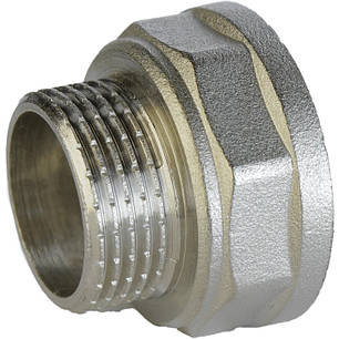 Перехідник редукційний нікельований 1 1/2| ВР х 1| НР штампований А0606А (нк) VA, фото 1