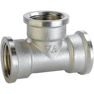 Трійник нікельований 1/2| ВР х 1/2| ВР х 1/2| ВР штампований А0242-1А (нк) VA, фото 1
