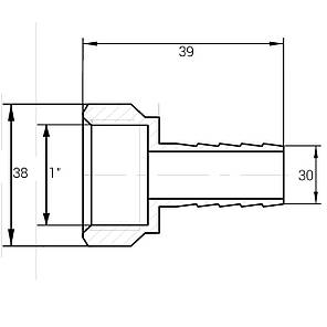 Штуцер нікельований 1| ВР х 30 мм штампований А2071А (нк) VA, фото 3