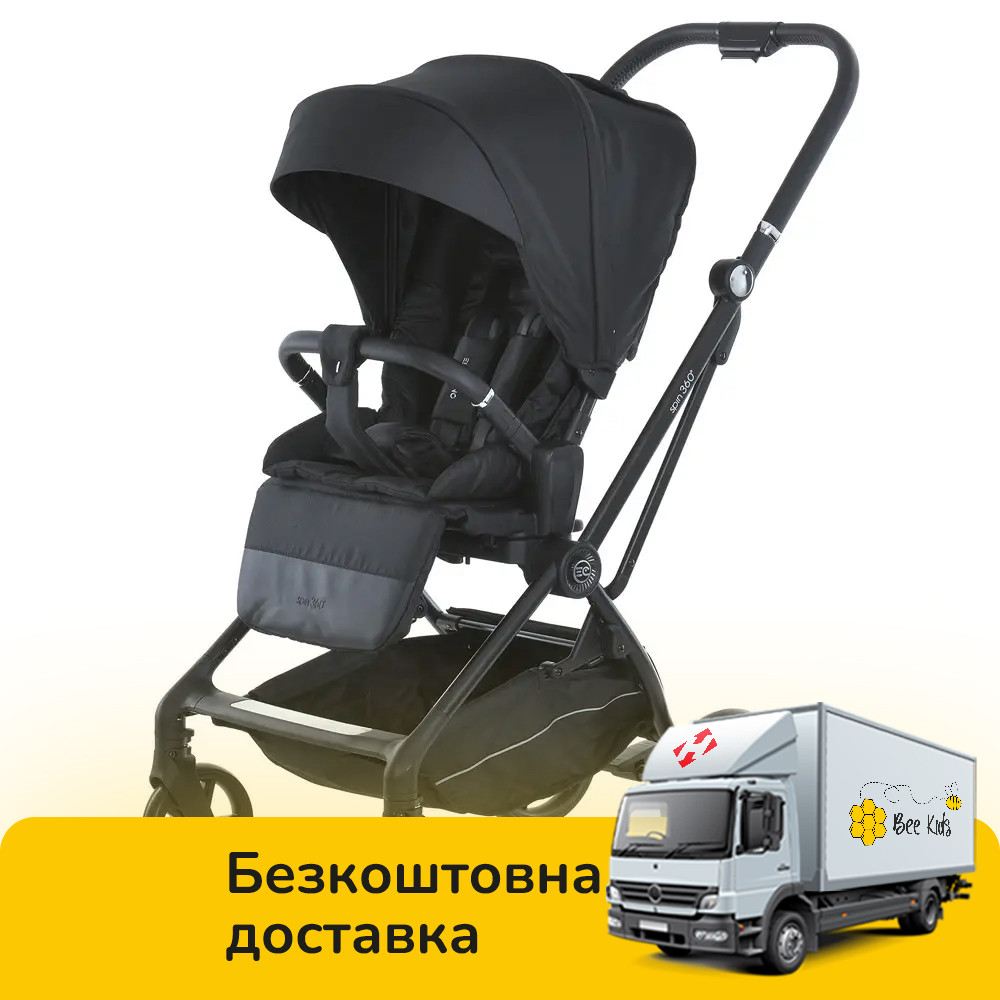 Коляска прогулянкова дитяча El Camino SPIN ME 1138 Black Чорна, фото 1