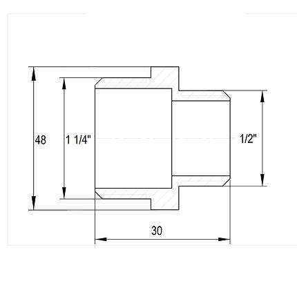 Ніпель редукційний латунний 1 1/4<unk> НР х 1/2<unk> НР штампований А0514А VA, фото 3