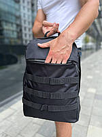 Рюкзак чисто черный для ноутбука, повседневний с сеткой на спине дозволяє дихат