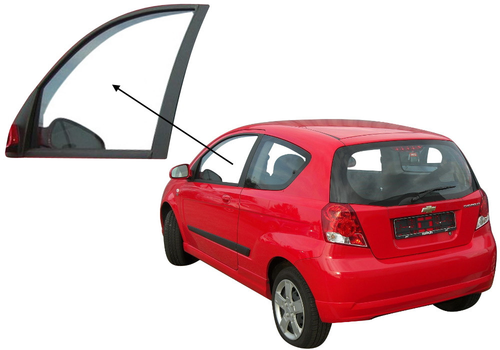 Бічне скло Chevrolet Aveo 2002-2006 3d передніх дверей ліве