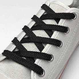 Шнурки для взуття 60см Чорні плоскі 8-10мм поліестер