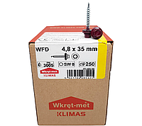 Кровельные саморезы Wkret-Met Klimas WFD 4,8х35мм RAL 3005 для профнастила и металлочерепицы к дереву
