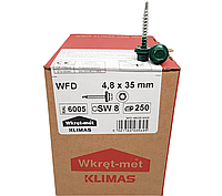 Кровельные саморезы Wkret-Met Klimas WFD 4,8х35мм RAL 6005 для профнастила и металлочерепицы к дереву