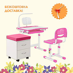 Комплект дитячих меблів FunDesk Bellissima Pink + тумба FunDesk SS15W Pink