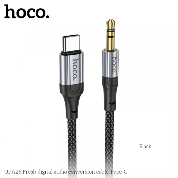 Кабель аудіо сигнальний 1.0 m HOCO UPA26 (6942007608824) чорно-сірий (коробка)