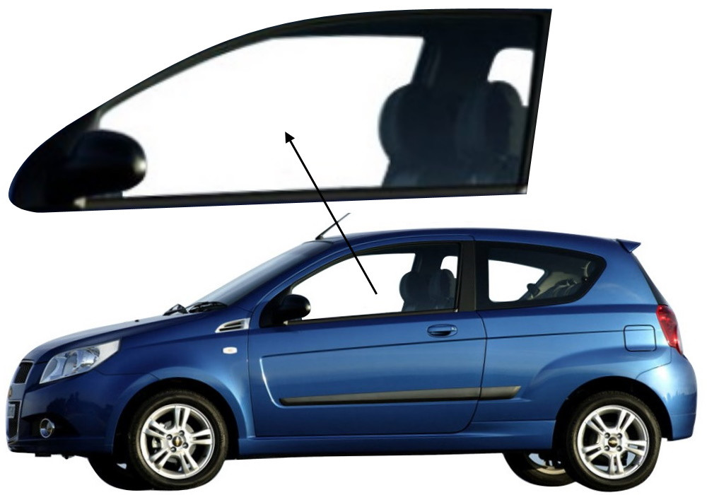 Бічне скло Chevrolet Aveo 2006-2011 3d передніх дверей ліве, фото 1