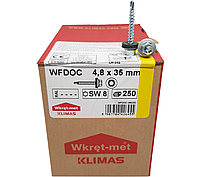 Кровельные саморезы Wkret-Met Klimas WFD 4,8х35мм оцинкованный для профнастила и металлочерепицы к дереву