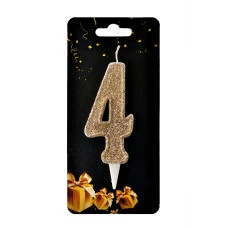 Свічка-цифра "4" золоте капучино (7,5 см) 1 шт