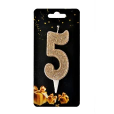 Свічка-цифра "5" золоте капучино (7,5 см) 1 шт