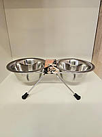 Металеві миски на підставці для собак і котів Agility Steel Bowls, 11 см, 2х180 мл