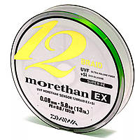 Шнур Daiwa Morethan 12 Braid Ex+Si 135m Lime Green #0.6/0,08mm 5,8kg