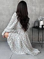 Ніжна квіткова жіноча сукня міді з оборками і поясом Smv8961, фото 2