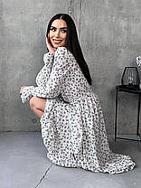 Ніжна квіткова жіноча сукня міді з оборками і поясом Smv8961, фото 3