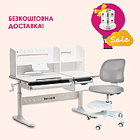 Комплект парта регулируемая Fundesk Fiore II Grey + кресло для школьника Cubby Marte Grey