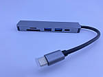 Хаб 6 портів Док-станція Адаптер Type-C M 6in1- HDMI / 2xUSB 3.0 / TF / SD / PD / Card Reader BYL-2010, фото 3