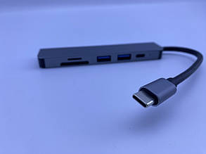 Хаб 6 портів Док-станція Адаптер Type-C M 6in1- HDMI / 2xUSB 3.0 / TF / SD / PD / Card Reader BYL-2010