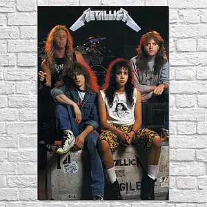 Плакат "Кірк Геммет, Джеймс Гетфілд, Metallica (1984)", 60×41см