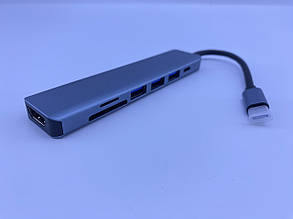 Док-станція 7 в 1 USB 3.0 HDMI SD TF Card Reder з типом C Зарядний порт Multiply Hub Хаб