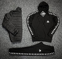 Комплект мужской Kappa Спортивный костюм + Куртка Набор мужской Каппа весенний осенний черный