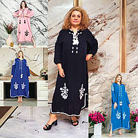 Длинное штапельное платье большие размеры 56-64 (XL-4XL) в восточном стиле Турция, Merve Moda 513