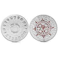 Сувенирная монета календарь МАЙЯ и татем дракон сильвер, монеты мексиканских ацтеков