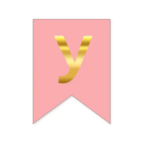 Літера "У" на прапорці для будь-яких написів золото на рожевому 16*12см
