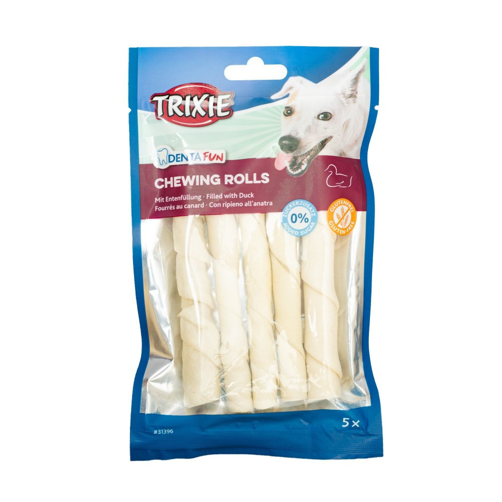 Ласощі для собак паличка для чищення зубів з качкою 12 см Trixie Denta Fun 90 г (5 шт/уп)