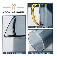 Набір глечик 1400мл і дві склянки 300мл Cooking House графин з боросилікатного скла з кришкою для лимонаду, кувшин для чаю, кави, фото 5
