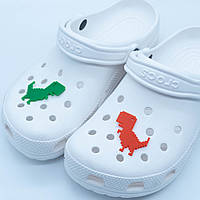 Джибітси на крокси з динозаврами Jibbitz Dino (2 шт) / Прикраси значки на взуття