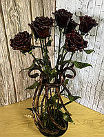 Кованые розы в вазе 8 штук ручная работа