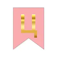 Буква "Ц" на флажке для любых надписей золото на розовом 16*12см