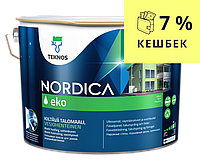 Краска акрилатная TEKNOS NORDICA ECO для древесины белая (база1) 9л