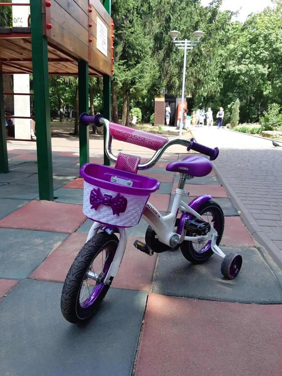 Детский велосипед Crosser Kids Bike 3 на 14 дюймовых колёсиках с передней корзиной и сиденьем для куклы - фото 1 - id-p2118837143