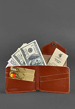 Шкіряний гаманець для чоловіків портмоне ручної роботи, чоловічі портмоне з монетницею стильний Світло коричневий