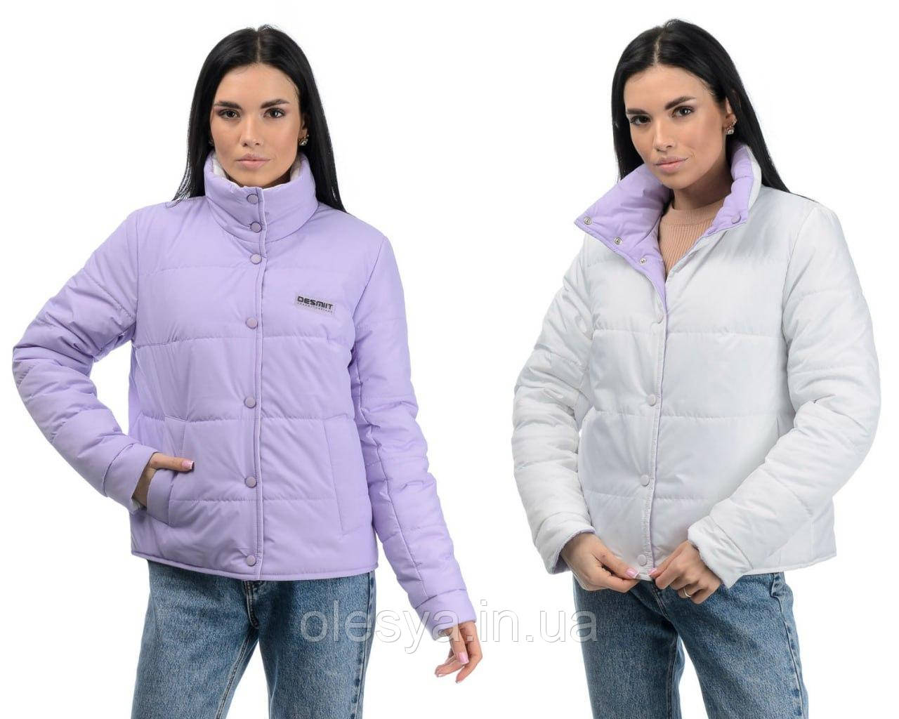 Двухсторонняя женская демисезонная куртка 431 Размеры 42- 48 много расцветок - фото 1 - id-p876276222