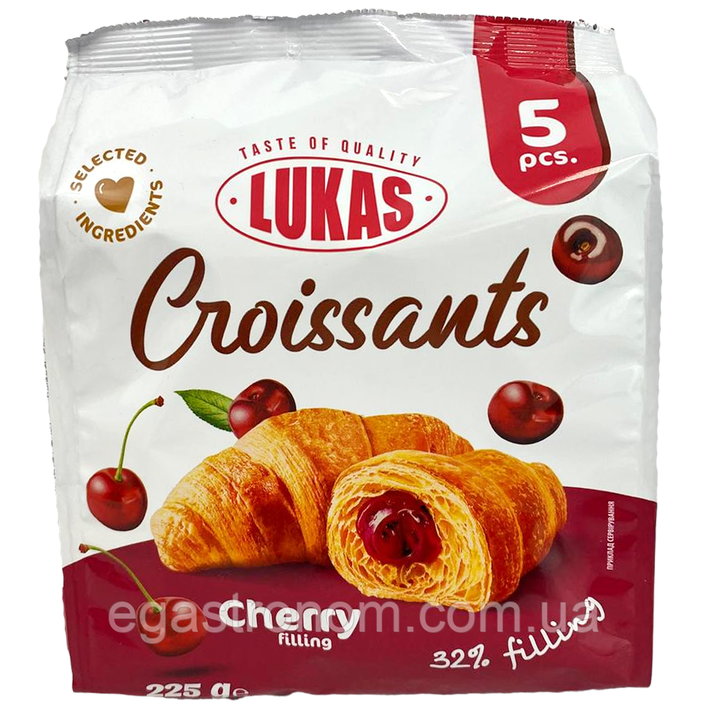 Круасани з вишнею Лукас Lukas cherry 4*45g 10шт/ящ (Код: 00-00016024)