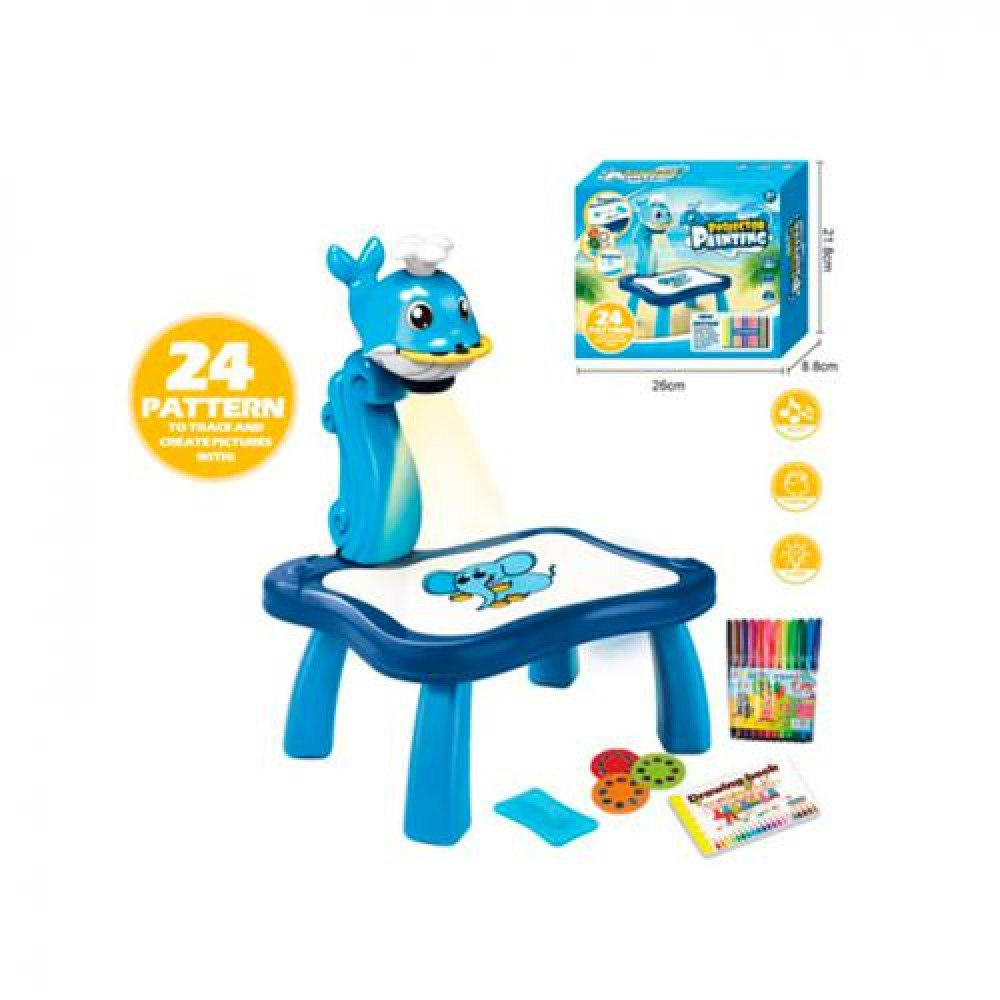 Дитячий проектор для малювання 331 набір для творчості з фломастерами Блакитний Кит, фото 1