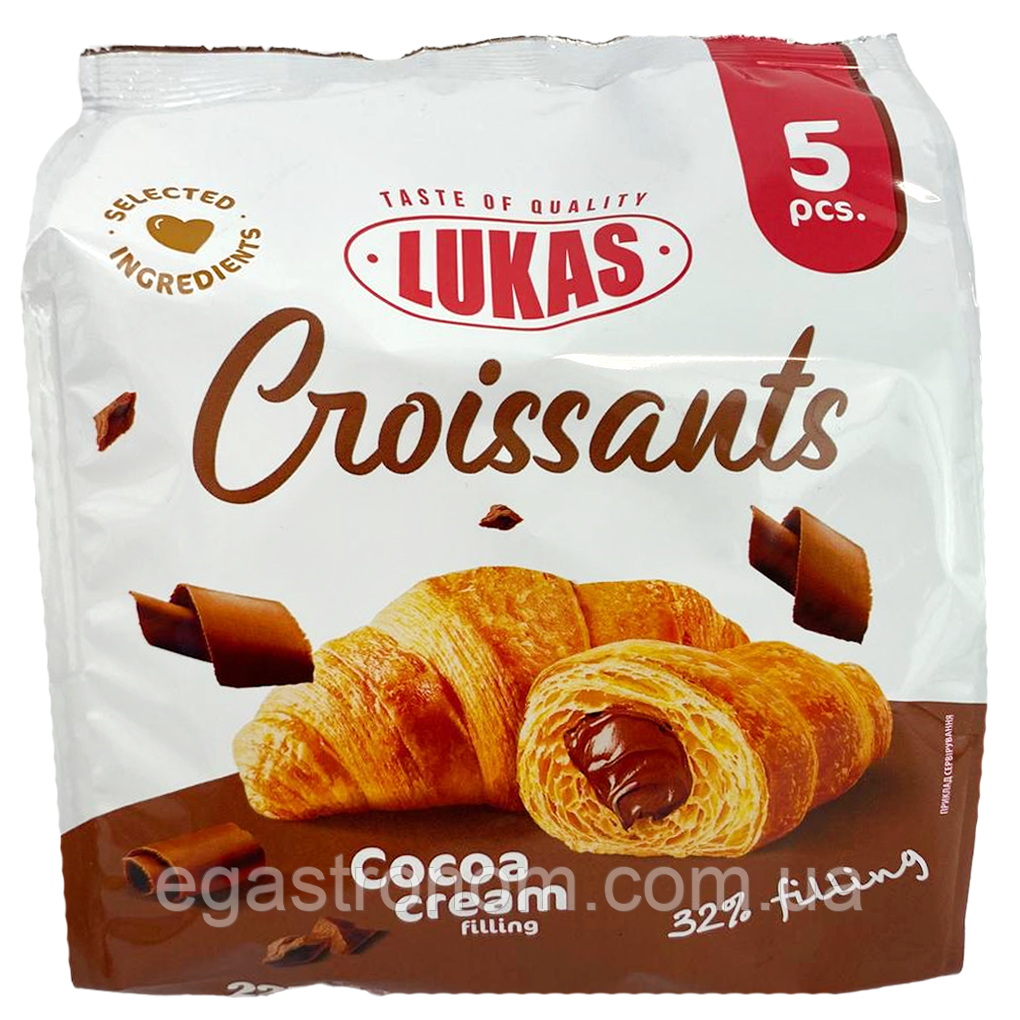 Круасани з какао-кремом Лукас Lukas cocoa cream 5*45g 10шт/ящ (Код: 00-00016025)